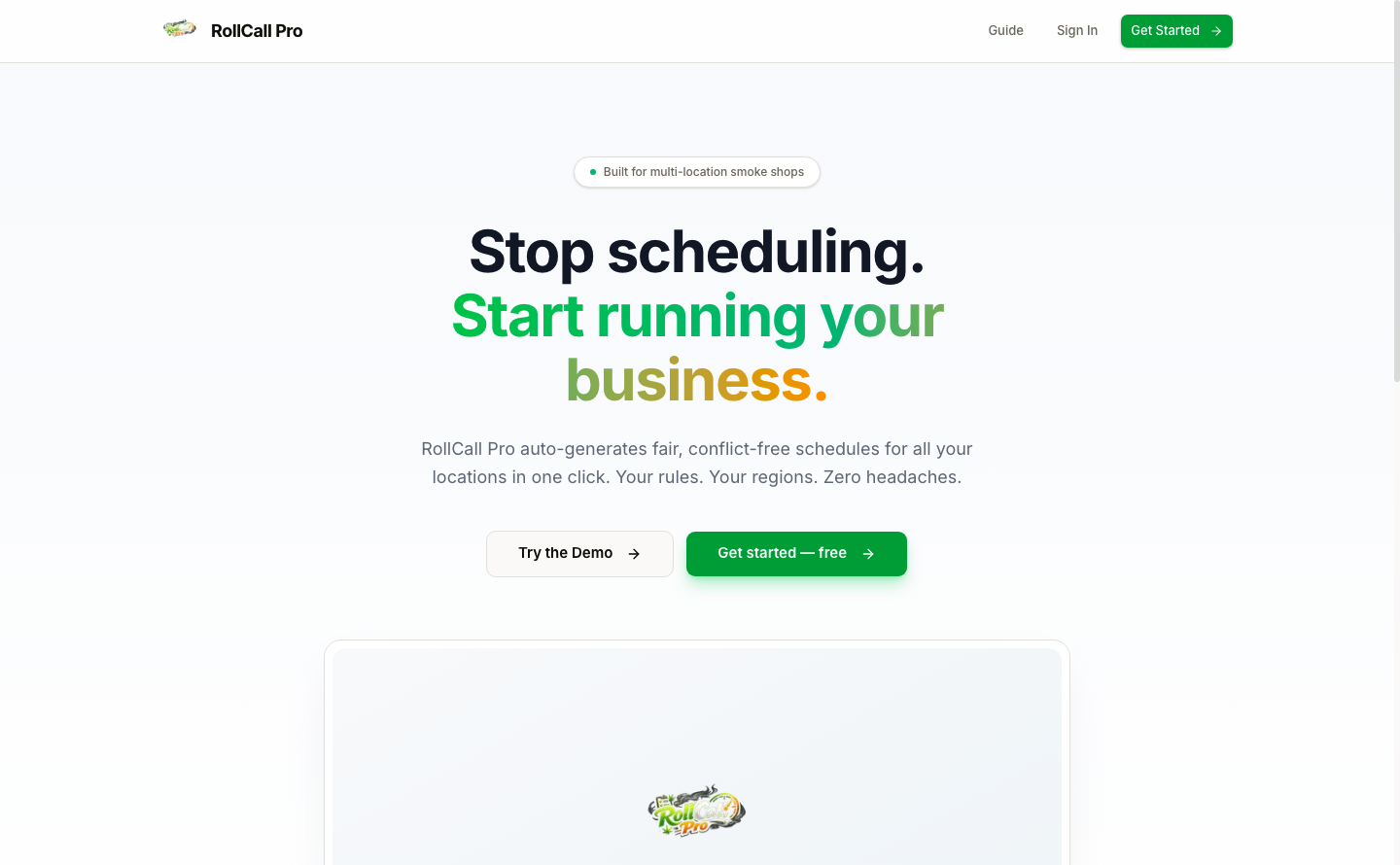 Roll Call Pro landing page